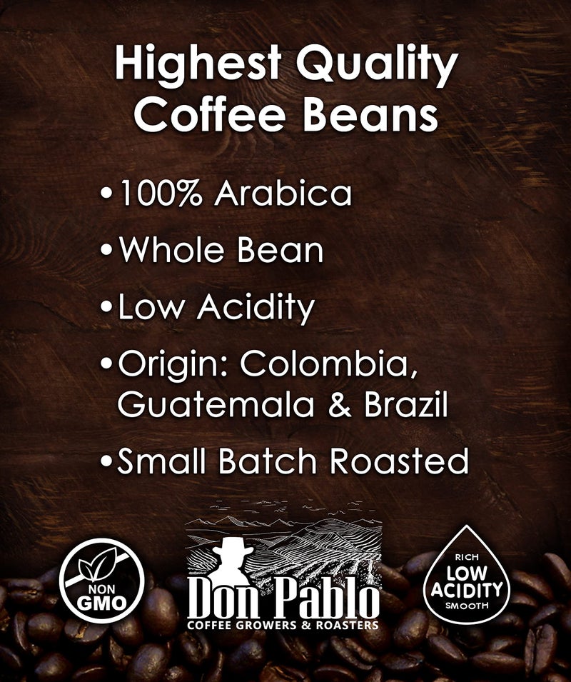 Cafe Don Pablo 2LB Don Pablo Gourmet Coffee - Signature Blend - Medium Dark Roast - Whole Bean Coffee - 100% Arabica Beans - Low Acidity and Non-GMO - 2lb bag - Image 2