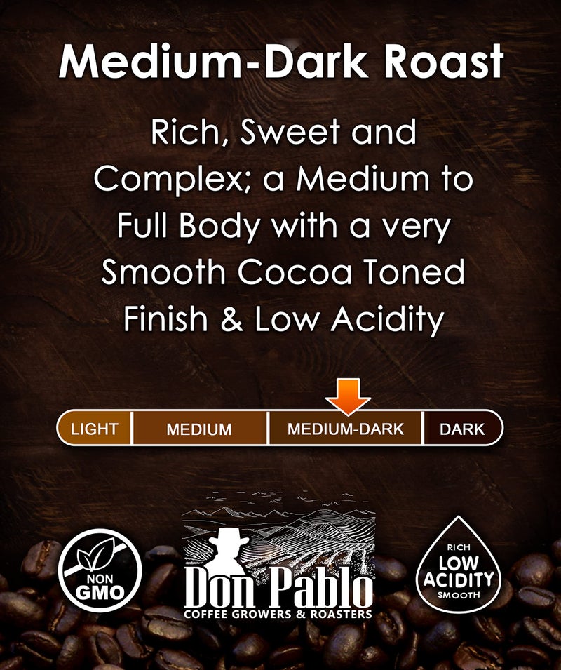 Cafe Don Pablo 2LB Don Pablo Gourmet Coffee - Signature Blend - Medium Dark Roast - Whole Bean Coffee - 100% Arabica Beans - Low Acidity and Non-GMO - 2lb bag - Image 3
