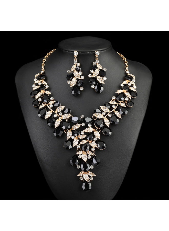 NIBEMINENT Luxurious Vintage Crystal Necklace Set - The Perfect Accessory for Any Gala