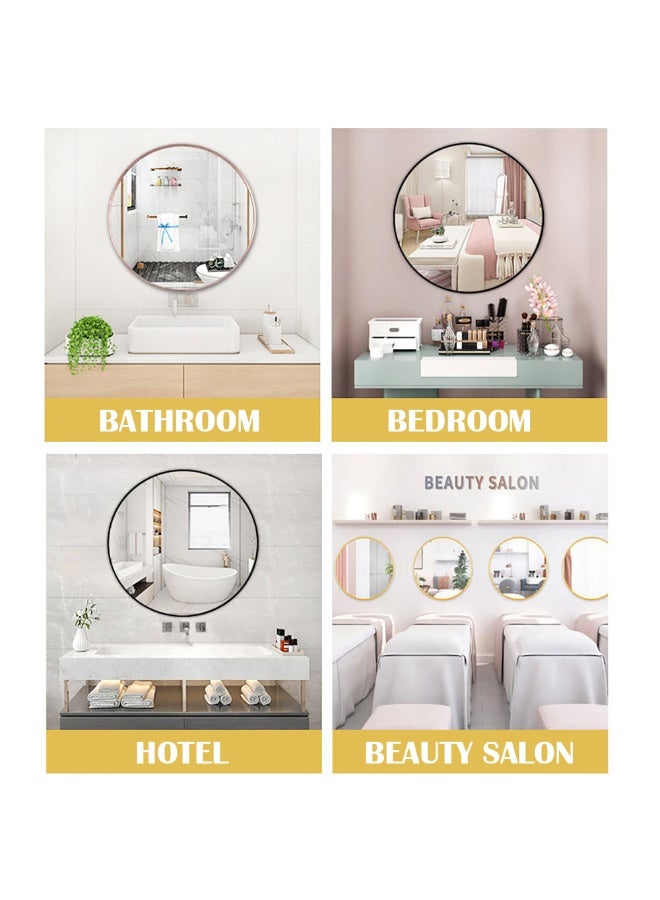 Bathroom Mirror, Wall Mounted Round Mirror with Metal Frame for Vanity Makeup, Modern Wall Mirror for Bathroom, Hallway, Living Room Wall Decor (Gold, 60 * 60cm)  - Image 2