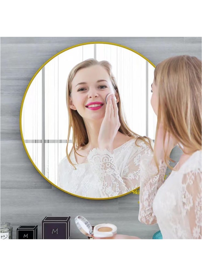 Bathroom Mirror, Wall Mounted Round Mirror with Metal Frame for Vanity Makeup, Modern Wall Mirror for Bathroom, Hallway, Living Room Wall Decor (Gold, 60 * 60cm) - Image 5