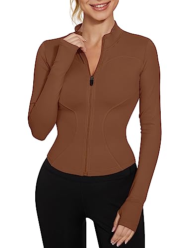 LUYAA Light Jackets for Women Long Sleeve Workout Jacket Crop zip up Hoodie Yoga Tops Athletic Compression Shirts S - Image 1