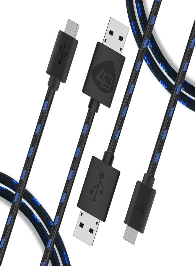 4Gamers SP-C10 Twin Play & Charge Braided Cables (2x3m) - Black Compatible with PS4 - Image 1