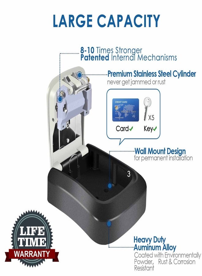 GIVERARE Key Lock Box, 4-Digit Combination Lockbox Aluminum Alloy, Metal Waterproof Wall Mount Outdoor Key Hider, Resettable Safe Security Password Box with Mounting Kit & Dust-proof Cover-Grey - Image 2