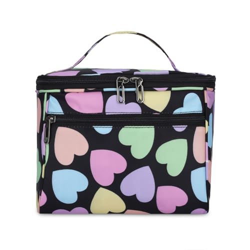 KUKLAR Polyester Waterproof Multifunctional Small Cosmetic Bag for Women, Makeup Bag for Travel, Cosmetic Bag Pouch,Makeup Organizer Perfectly Fit in Any Suitcase Or Big Bag (Black Heart) - Image 1