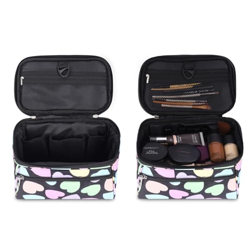 KUKLAR Polyester Waterproof Multifunctional Small Cosmetic Bag for Women, Makeup Bag for Travel, Cosmetic Bag Pouch,Makeup Organizer Perfectly Fit in Any Suitcase Or Big Bag (Black Heart) - Image 4