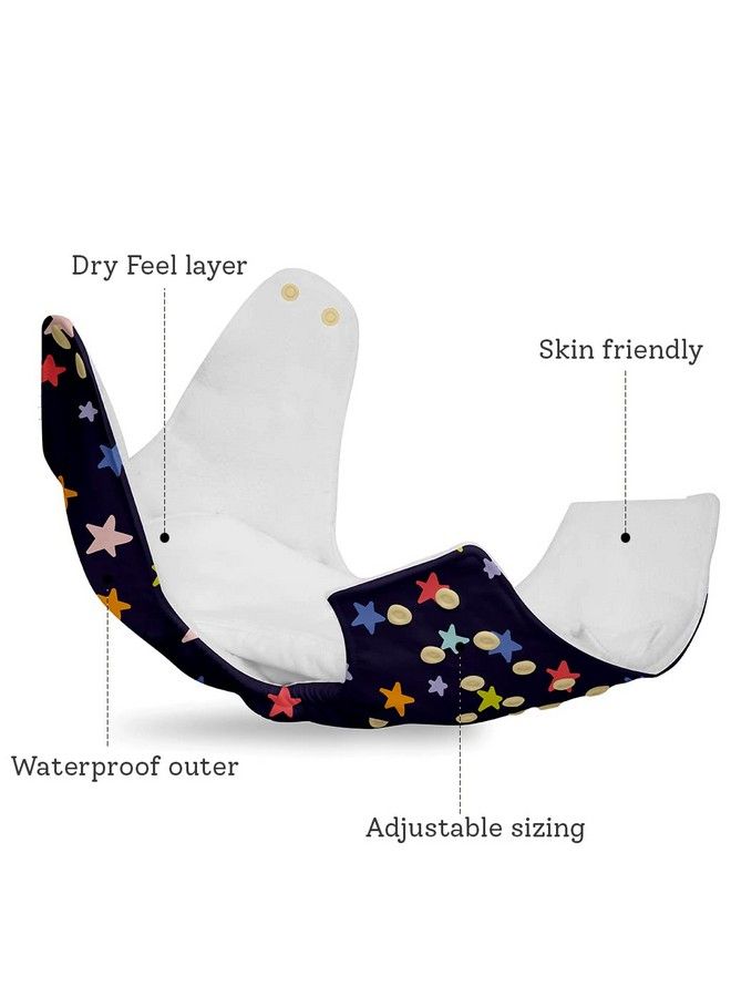 Superbottoms حفاضات قماش أساسية عبوة من 22 حفاضة معتمدة مبطنة بالفليس الناعم مع 2 إدراج مع أزرار (للأطفال من الجنسين زهور حمراء ونجوم زرقاء) - Image 5