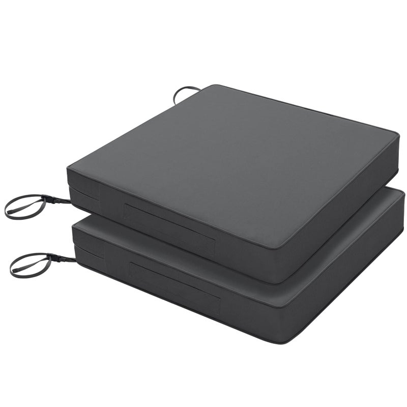 Favoyard Patio Chair Cushions 18.5 x 16 x 3 Inch Waterproof Outdoor Seat Cushions for Patio Furniture 3-Year Color Fastness Garden Sofa Couch Pads with Handle & Adjustable Straps Set of 2  Dark Grey - Image 3