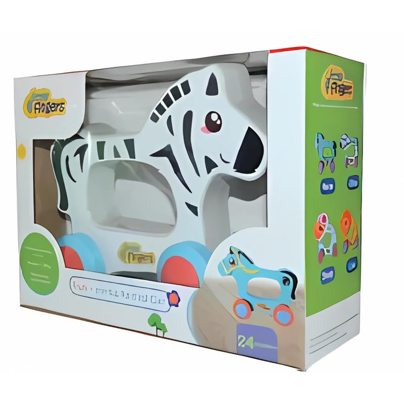 Little Fingers Wooden Push & Pull Zebra Toy for Toddlers - Handcrafted Animal Ride-On with Smooth Edges for Ages 24+ Months - Image 1