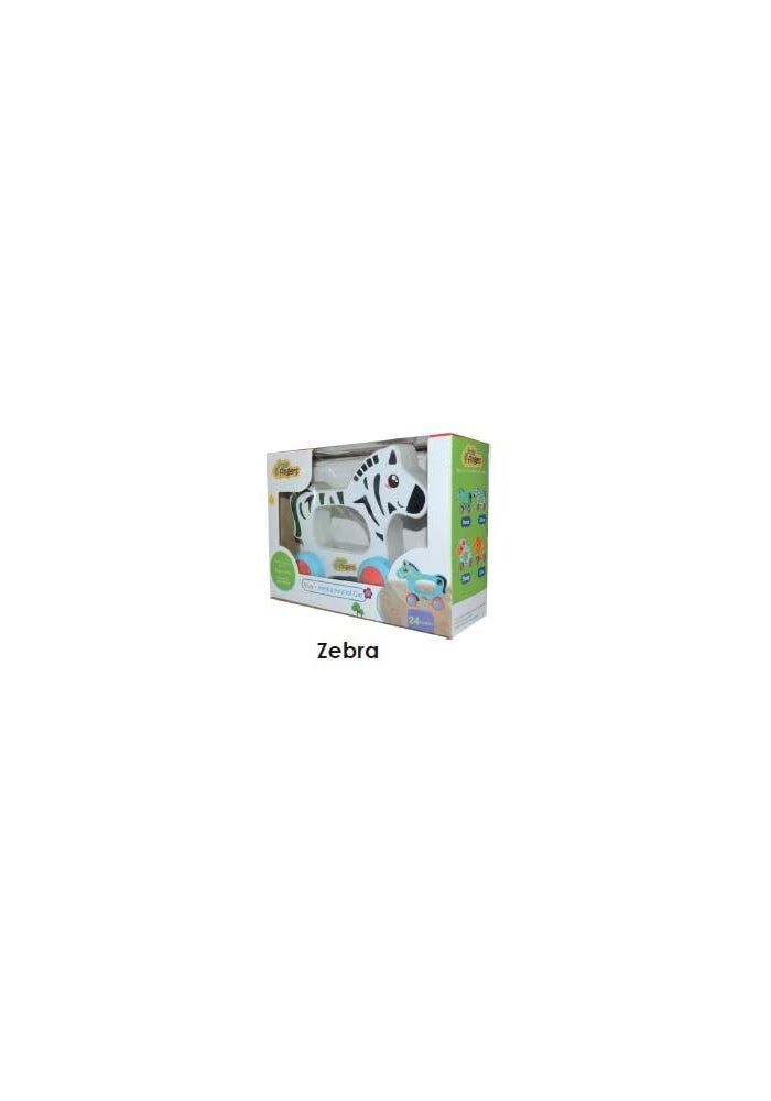 Little Fingers Wooden Push & Pull Zebra Toy for Toddlers - Handcrafted Animal Ride-On with Smooth Edges for Ages 24+ Months - Image 2