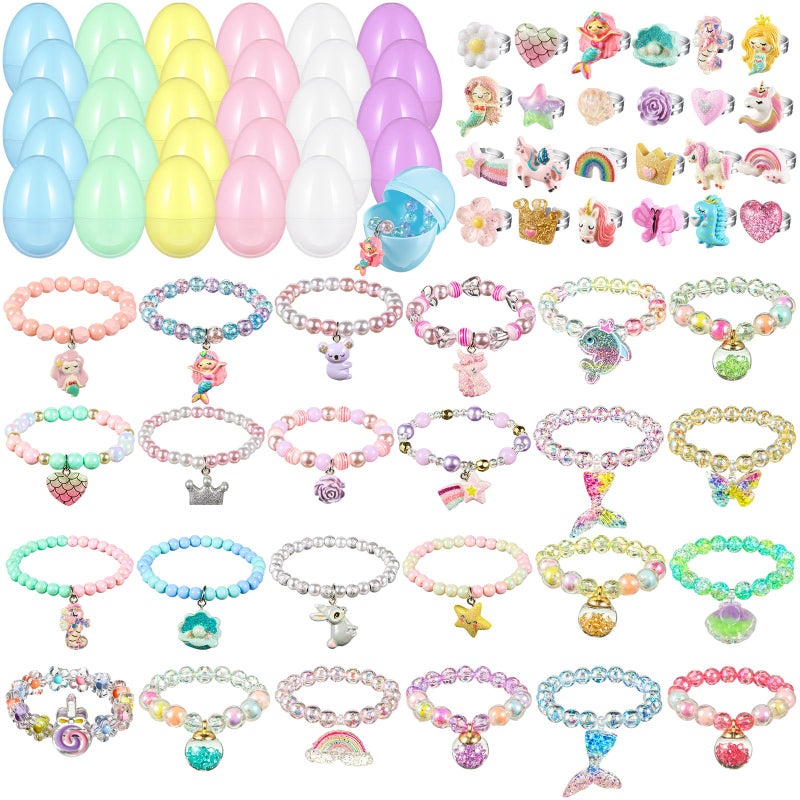 Halloscume 24 Set Easter Eggs Filled with Jewelry Princess Easter Eggs Plastic Easter Eggs Filler Easter Gift Easter Basket Stuffers Pre Filled Easter Eggs Bulk for Kids - Image 3