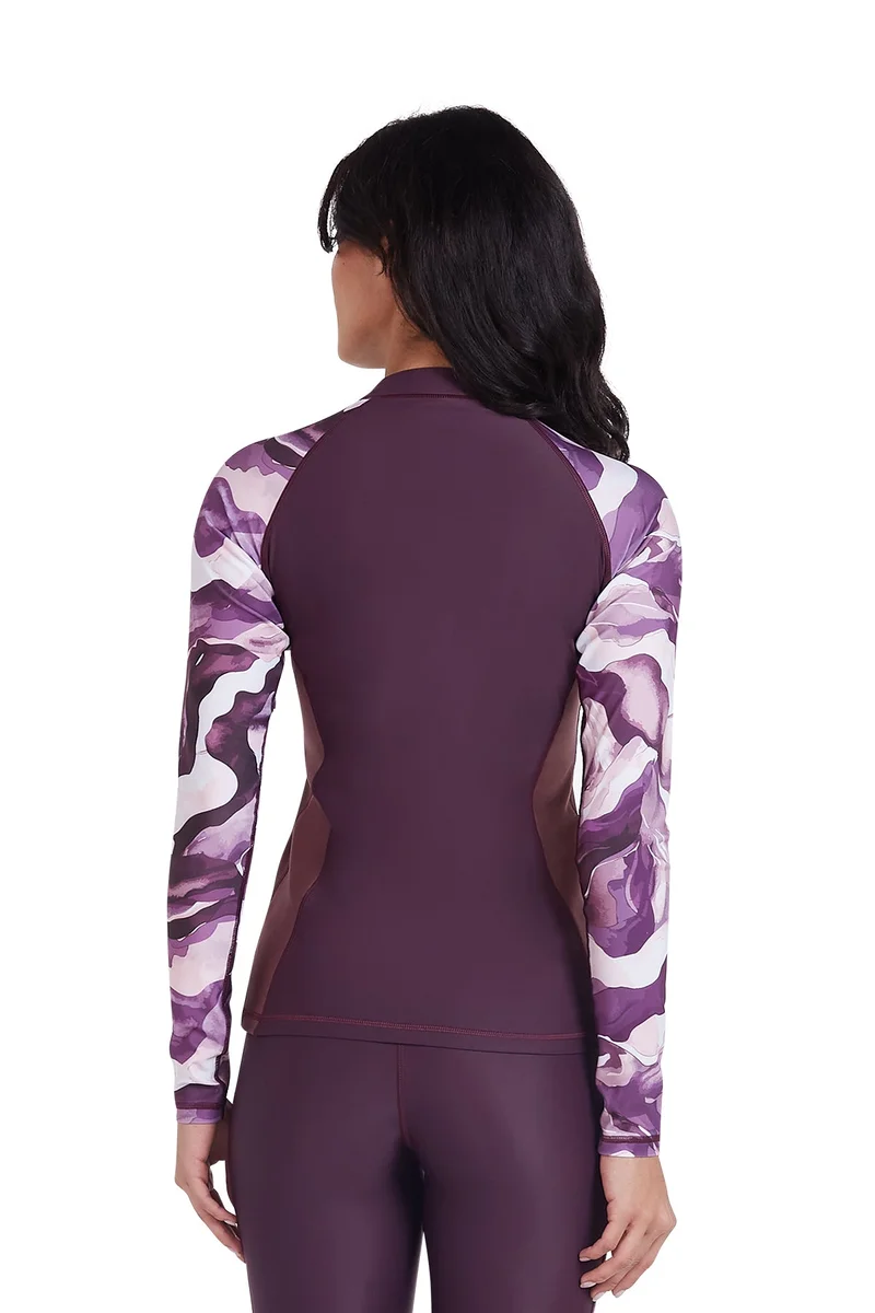 كويجا صن وير COEGA Ladies  Rashguard Long Sleeve - Dusky Purple Textures