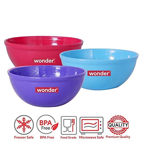 Wonder Prime Sigma 1500 Microwave Safe Multipurpose Plastic Bowl Set3 pc Mixing Bowl 1300 ml Red Blue Violet Color - Image 4