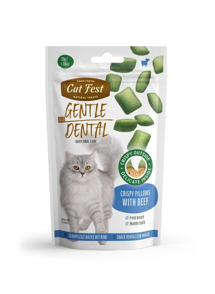 Cat Fest Dental Treats For Cats -Crispy Pillows -Beef 30g - Image 2