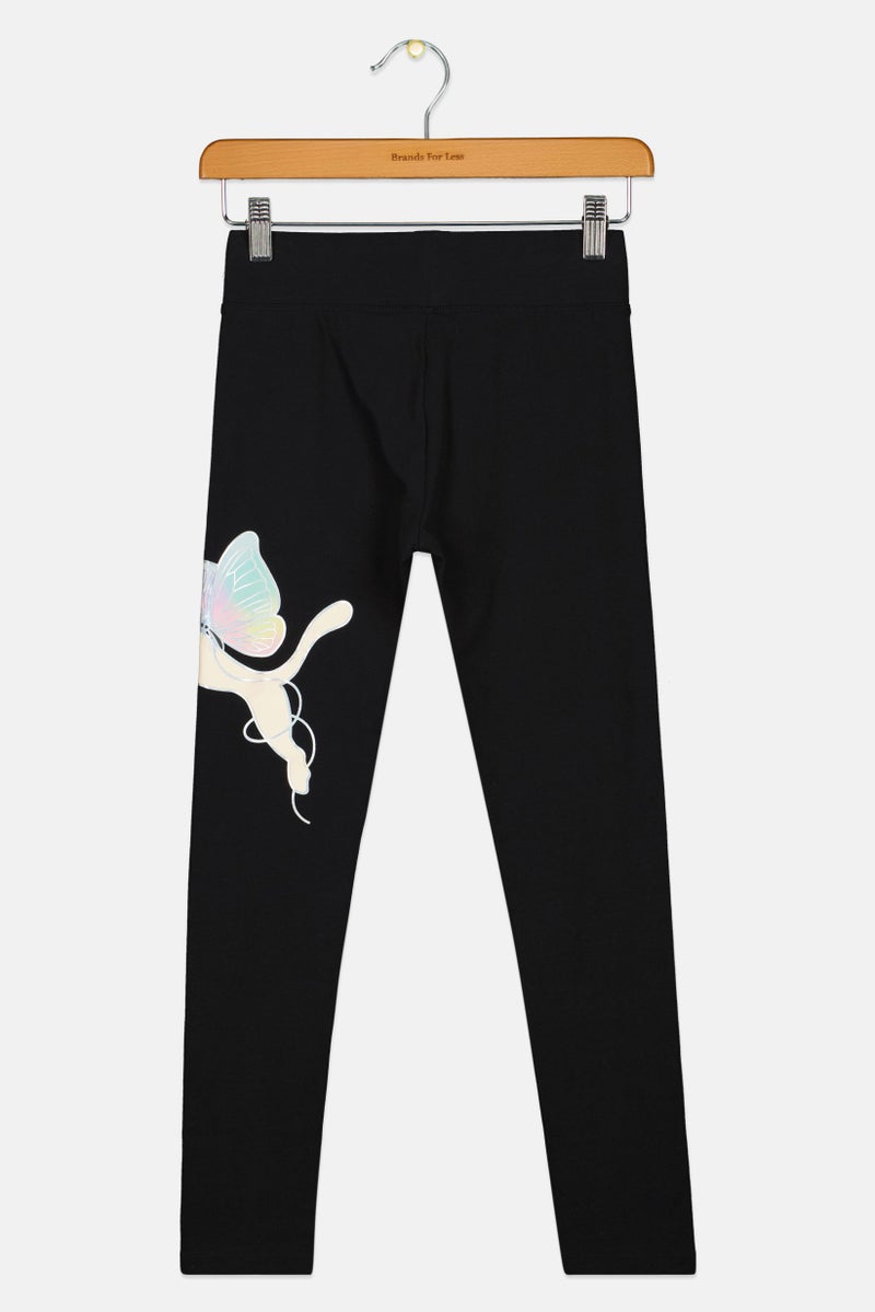 PUMA ليغينغز تدريب للبنات بشعار العلامة التجارية، أسود - Image 2