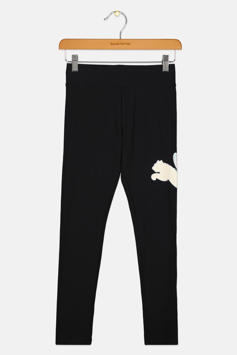 PUMA ليغينغز تدريب للبنات بشعار العلامة التجارية، أسود - Image 3