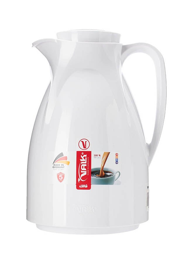 VALK Vacuum Flask 1.5 Liter – Double-Walled Glass Thermos with Wide Mouth & Leak-Proof Cap, White - Image 1