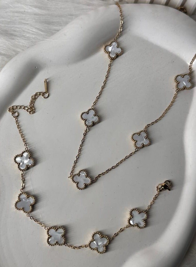 Maya accessories set of( bracelet and necklace ) stainless steel (WHITE) 