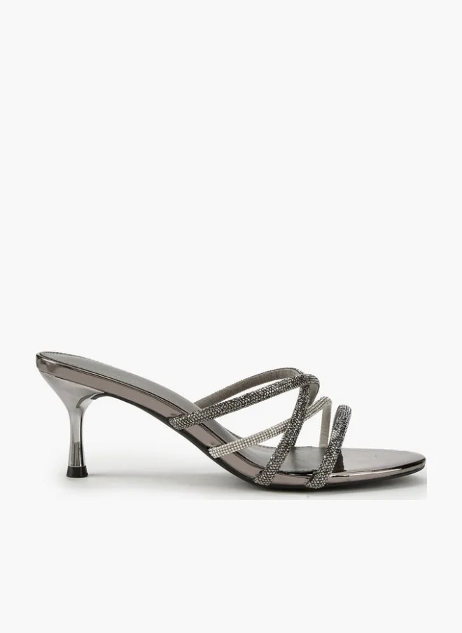 Flora Bella By Shoexpress Embellished Slip-On Sandals with Stiletto Heels