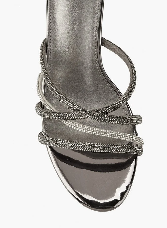 Flora Bella By Shoexpress Embellished Slip-On Sandals with Stiletto Heels