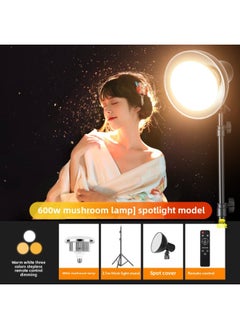 Generic Shenming Girl Spotlight Hair Light Beauty Hair Fill Light Live Background Atmosphere Contour Light Soft Light-Specifications:Three-color Dimming [600W Mushroom Lamp | Spotlight] +2 M Lamp Holder  - Image 1