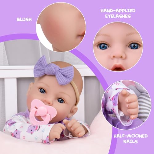 Aori Reborn Baby Dolls 18 Realistic Newborn Baby Doll with Feeding Set Birth Certificate Lifelike Real Life Baby Dolls for Role Play Gift for Kids Ages 3 PreParents GrandParents - Image 5
