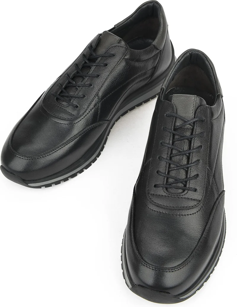 زيا Men's Leather Sneaker 1231002 415 Black