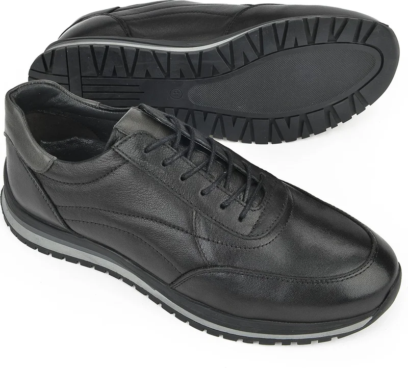 زيا Men's Leather Sneaker 1231002 415 Black