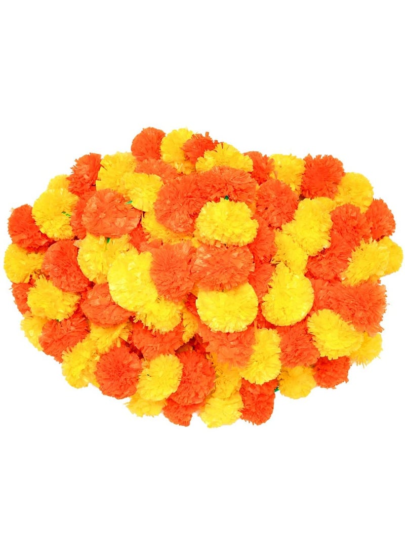 ESPLANADE eSplanade Artificial Marigold Flower Garlands for Home Decor - Pack of 5 Strings - Orange Colour - 4 to 4.5 Feet Length (Lemon Orange)  - Image 5