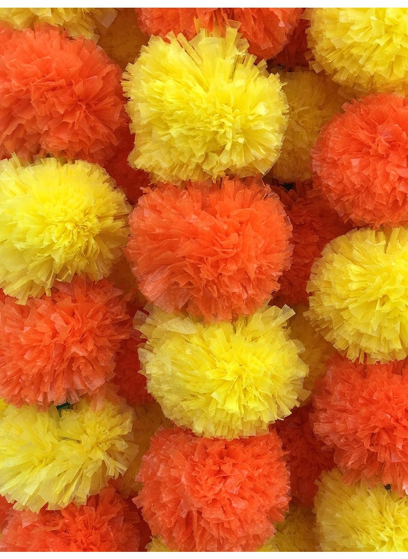 ESPLANADE eSplanade Artificial Marigold Flower Garlands for Home Decor - Pack of 5 Strings - Orange Colour - 4 to 4.5 Feet Length (Lemon Orange)  - Image 3