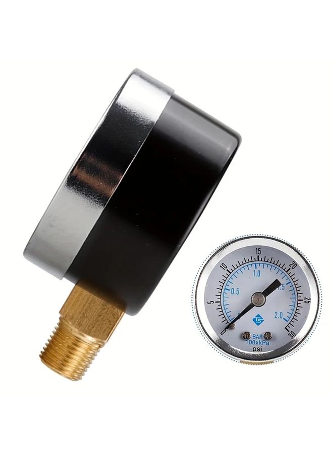 Single Unit Pressure Gauge 0-30 Psi 0-2 Bar For Low Pressure Measurement In Fuel Air Oil Gas Water Compressor Instrument Accessories - Image 1
