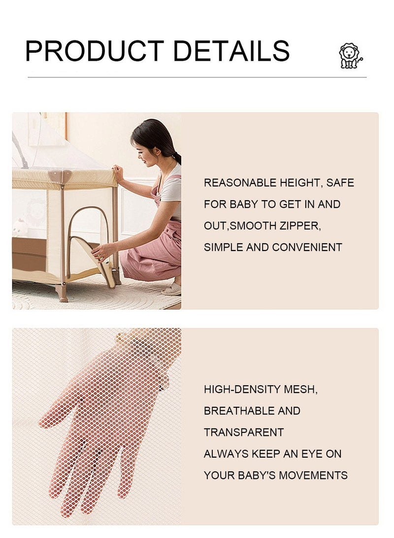 ما بيبي سرير أطفال محمول للأطفال الصغار - سرير أطفال قابل للطي مع ناموسية، ساحة لعب شبكية جيدة التهوية، سرير سفر متين للأطفال من حديثي الولادة حتى 4 سنوات (125 × 65 × 72 سم) - Image 5