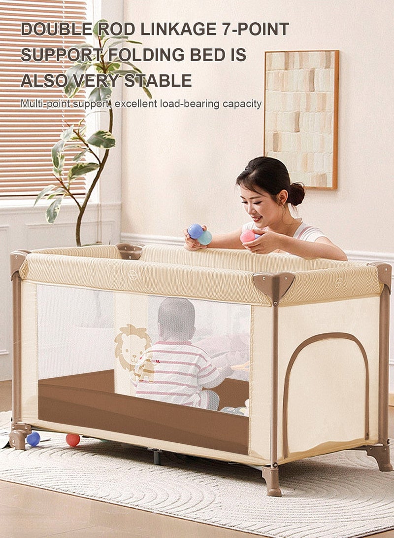 ما بيبي سرير أطفال محمول للأطفال الصغار - سرير أطفال قابل للطي مع ناموسية، ساحة لعب شبكية جيدة التهوية، سرير سفر متين للأطفال من حديثي الولادة حتى 4 سنوات (125 × 65 × 72 سم) - Image 3