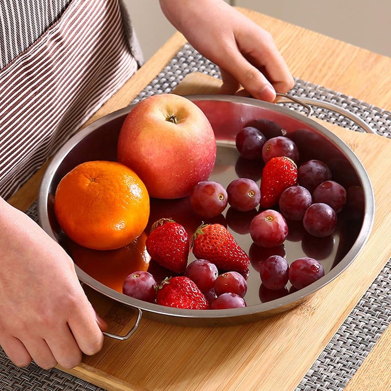 Trendy economical quality Pack of 2 Stainless Steel Chinese Liangpi Pans Metal Dinnerware Food Preparation Tool Professional Cooking Equipment Round Cake Pans Low wear optimized design - Image 5