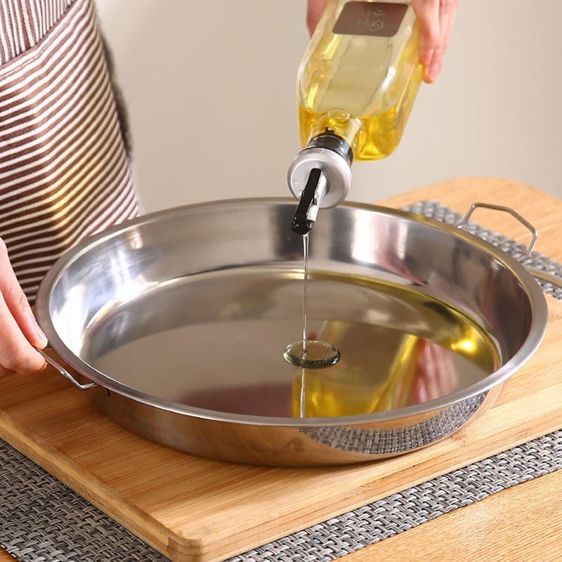 Trendy economical quality Pack of 2 Stainless Steel Chinese Liangpi Pans Metal Dinnerware Food Preparation Tool Professional Cooking Equipment Round Cake Pans Low wear optimized design - Image 3