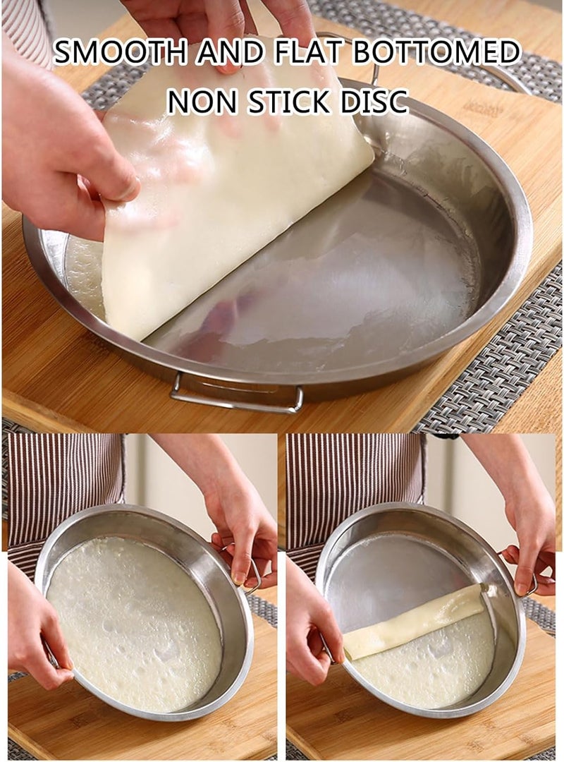 Trendy economical quality Pack of 2 Stainless Steel Chinese Liangpi Pans Metal Dinnerware Food Preparation Tool Professional Cooking Equipment Round Cake Pans Low wear optimized design - Image 2
