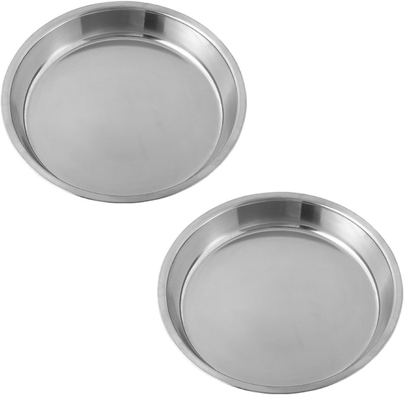 Trendy economical quality Pack of 2 Stainless Steel Chinese Liangpi Pans Metal Dinnerware Food Preparation Tool Professional Cooking Equipment Round Cake Pans Low wear optimized design - Image 1