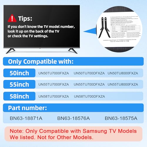 Qzanyee Life أرجل تلفاز لSamsung - قاعدة تلفاز، استبدال أرجل التلفاز، تنطبق على موديلات UN50TU7000FXZA UN50TU700DFXZA UN55TU7000FXZA UN55TU700DFXZA UN55TU8000FXZA UN58TU7000FXZA - Image 2