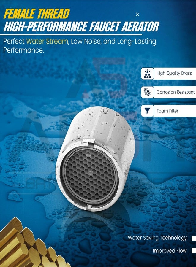 AR5H Brass, Replacement Tap Aeartor With Foam Flow For Thread | Kitchen Water Saving Tap Filter Nozzle | Male/Female Permix for Water Tap and Faucets, Silver (22mm Female Aerator, 4, Piece) - Image 3