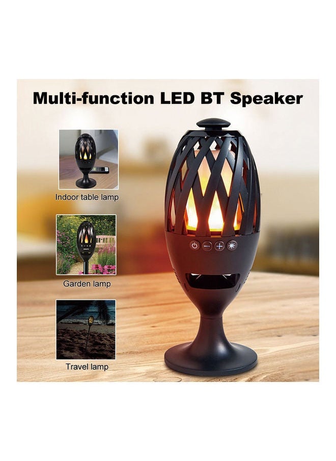 NIBEMINENT - 2-in-1 LED Flame BT Speaker Outdoor Lamp Black - Image 1