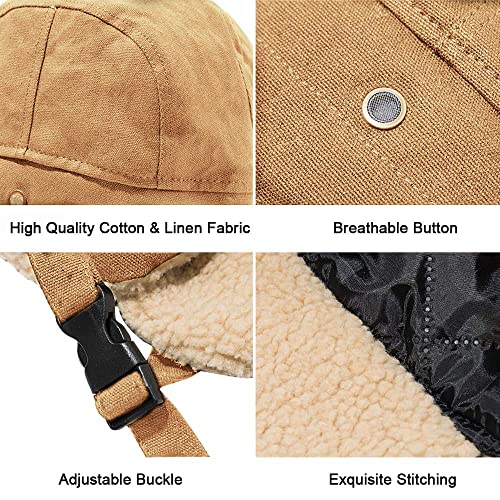 Peicees Vintage Aviator Hat and Goggles Costume Accessories Fur Ear Flaps Trooper Trapper Pilot Cap for Men Women - Image 3