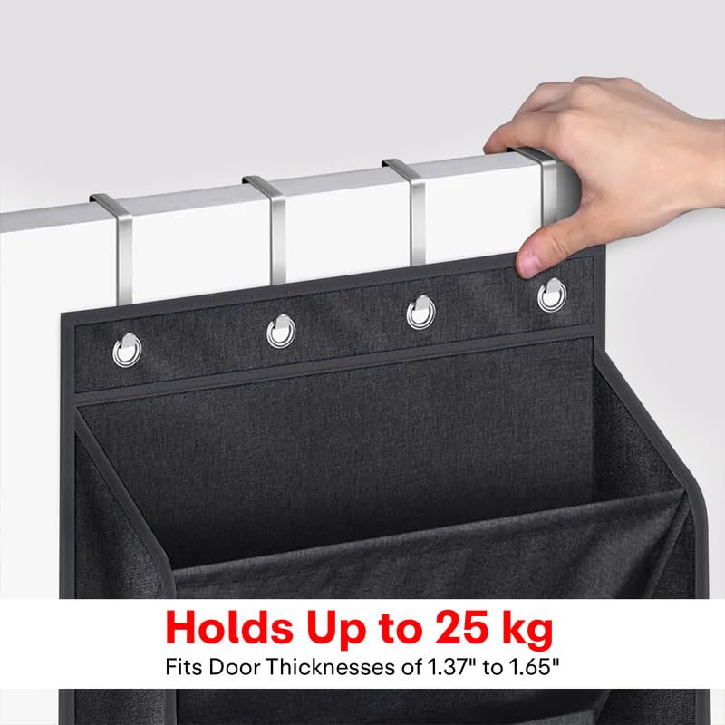 PRIME PICK منظم أحذية معلق خلف الباب 8 طبقات من برايم بيك مع جيوب شفافة وخطافات متينة لتخزين متعدد الاستخدامات لملحقات الأحذية - عبوة من 1 - Image 4