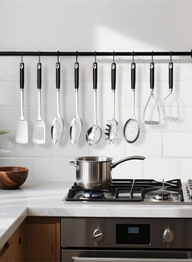 MUJINON 18/0 Stainless Steel Cooking Utensils Set, Heavy Duty Kitchen Utensils for Daily Use Party Wedding Housewarming, Dishwasher Safe, 9 Pieces - Image 2