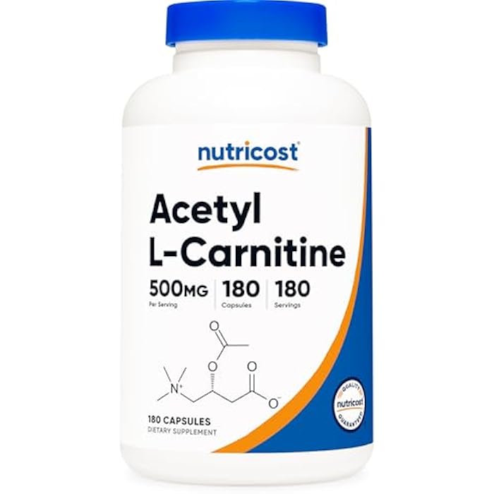 Nutricost Acetyl L-Carnitine (ALCAR) 500mg, 180 Capsules, 180 Servings - Non-GMO and Gluten Free, 1 Capsule per Serving - Image 1