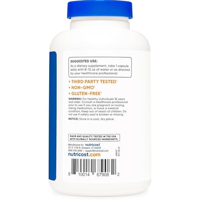 Nutricost Acetyl L-Carnitine (ALCAR) 500mg, 180 Capsules, 180 Servings - Non-GMO and Gluten Free, 1 Capsule per Serving - Image 4