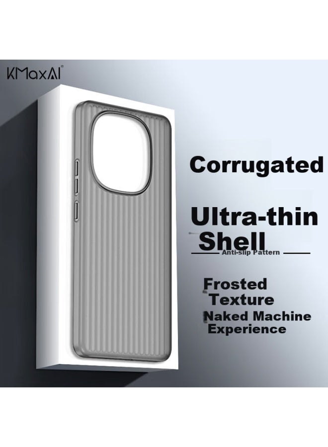 Kmaxai Ultra-thin Frosted Pp Case For Vivo Iqoo Z10 Turbo / Z10 Turbo Pro, Full Coverage Anti-slip Heat Dissipation Case With Corrugated Texture Design - Transparent Black - Image 1