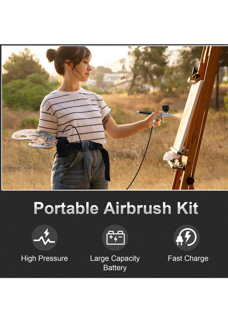 SOLARAE Airbrush Kit Portable 50PSI  Rechargeable Compressor - Your All-in-One Solution for Painting Nail Art Makeup Cake Decorating and More - Image 3