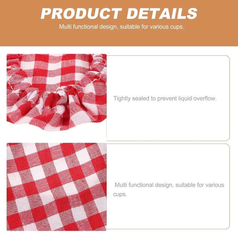 Zerodeko 4pcs Reusable Sourdough Bowl Cover Set, Red Checkered Linen Jar Lids for Fermentation and Bread Baking, Dustproof Cloth Drink Covers for Wide Mouth Jars, Food-grade Fabric Kitchen - Image 3