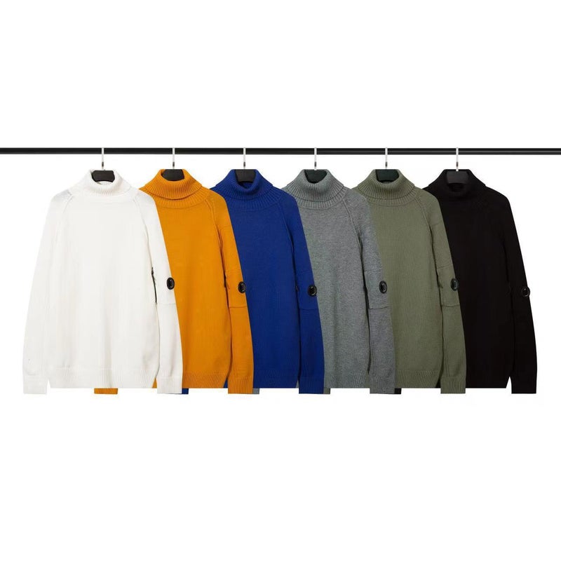 Cp Couple Style Semi-Transparent Lens Pullover High-Neck Knitted Wool Sweater For Men And Women - Image 2