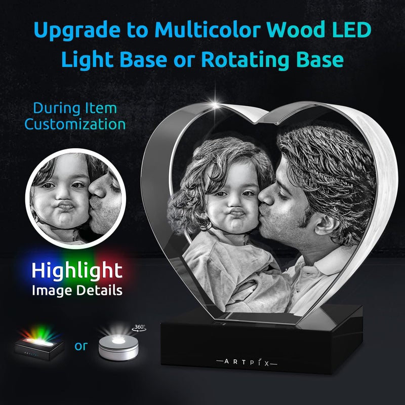 Artpix 3D Premium Crystal Photo Higports for Women زوجة الرجال أمي أبيها هدية مخصصة رائعة مع صورتك الخاصة بالزجاج ثلاثي الأبعاد المحفور بالليزر المحفور - Image 4